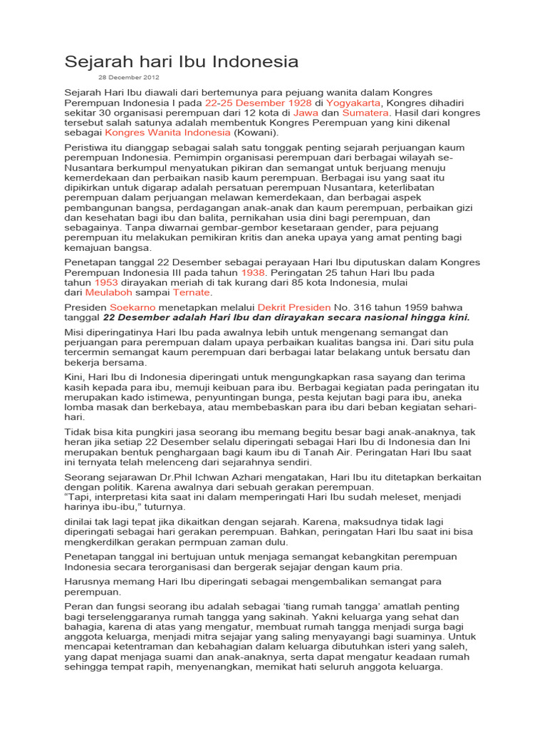 Sejarah Hari Ibu Indonesi1 | PDF