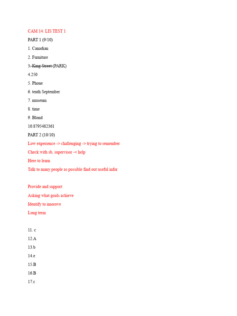 Cam 14 Lis Test 1 | PDF | Travel