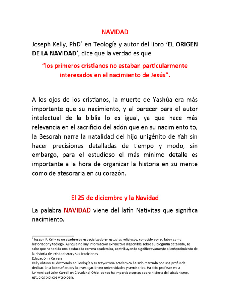 Origen de la Navidad para Niños | PDF | Historia