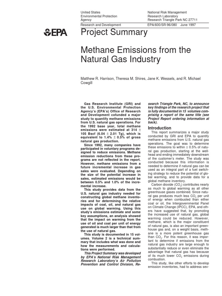 Methane Emissions From Natural Gas Industry 1997 | PDF | Natural Gas ...