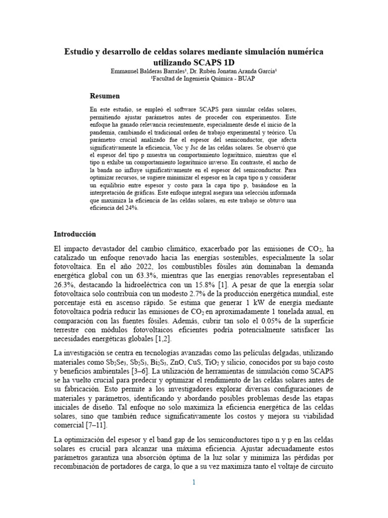 Simulaci n de celdas solares basadas en las heterouniones zno si p