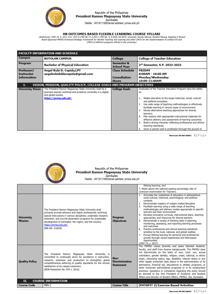 Flexible Learning Course Syllabus | PDF | Learning | Teachers
