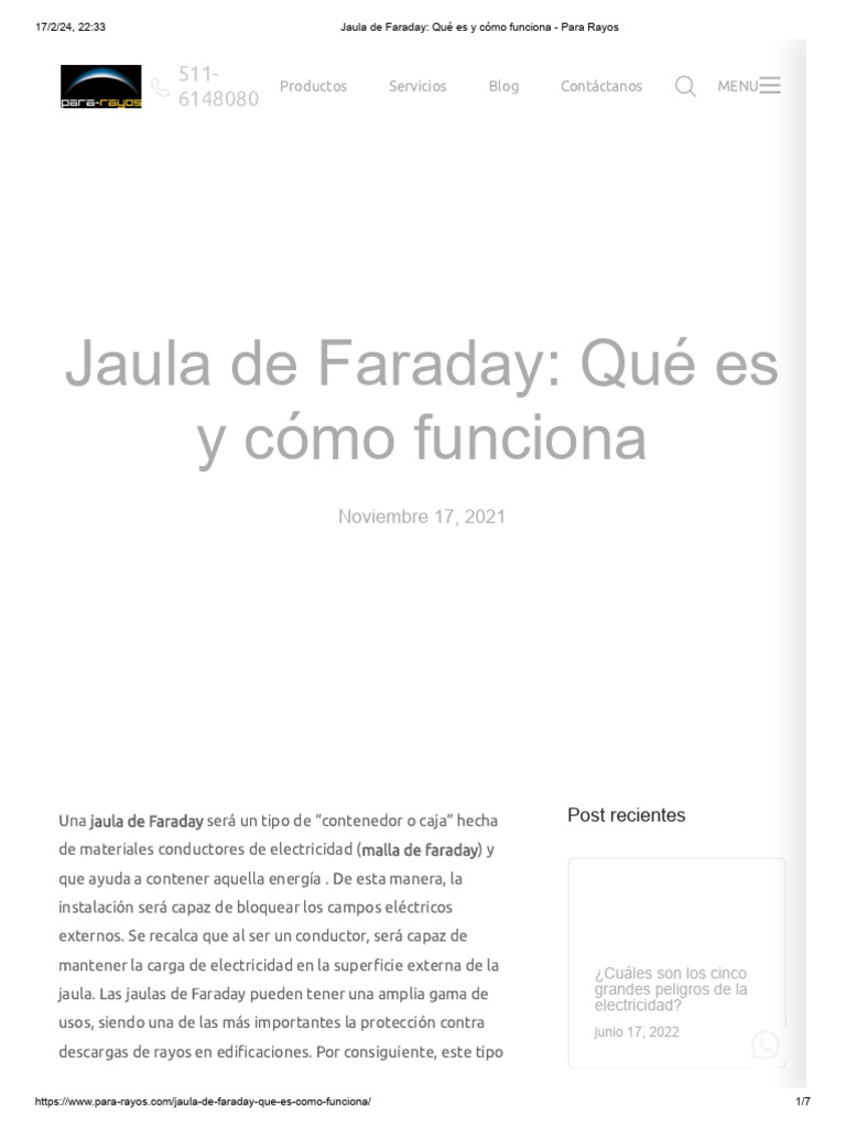 Jaula de Faraday - Qué Es y Cómo Funciona - para Rayos | PDF ...