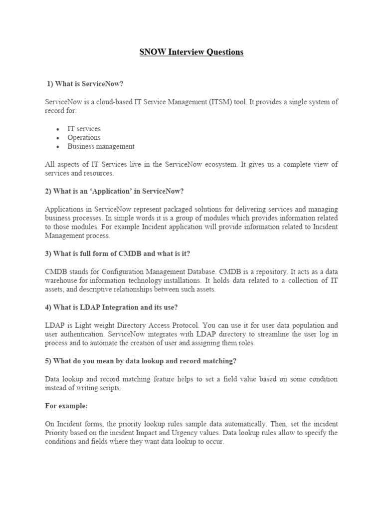 SNOW Interview Question | PDF | Software | Information Retrieval