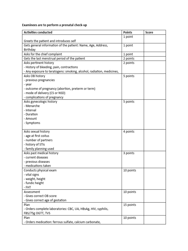 Prenatal Check-Up Procedure Guide | PDF