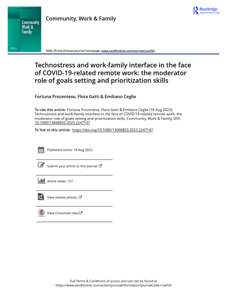 Technostress and Work-Family Conflict | PDF