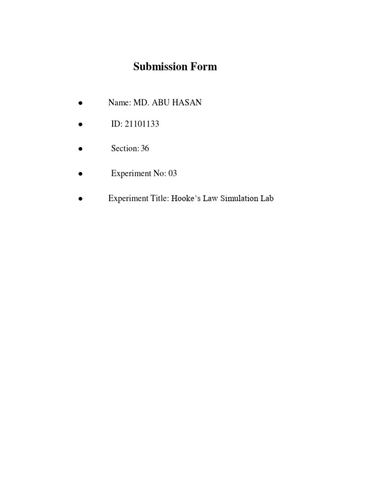Hooke's Law Simulation Lab Results | PDF | Force | Classical Mechanics