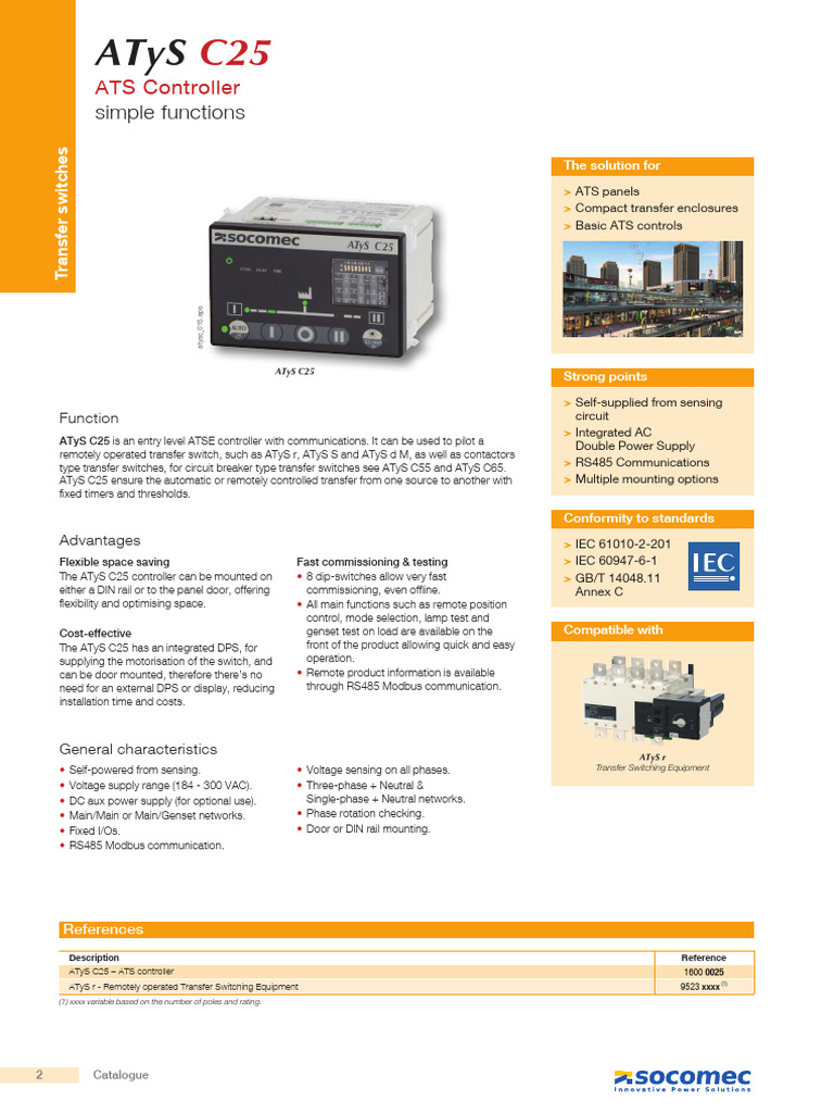 ATyS C25 ATS Controller Overview | PDF | Alternating Current | Electricity