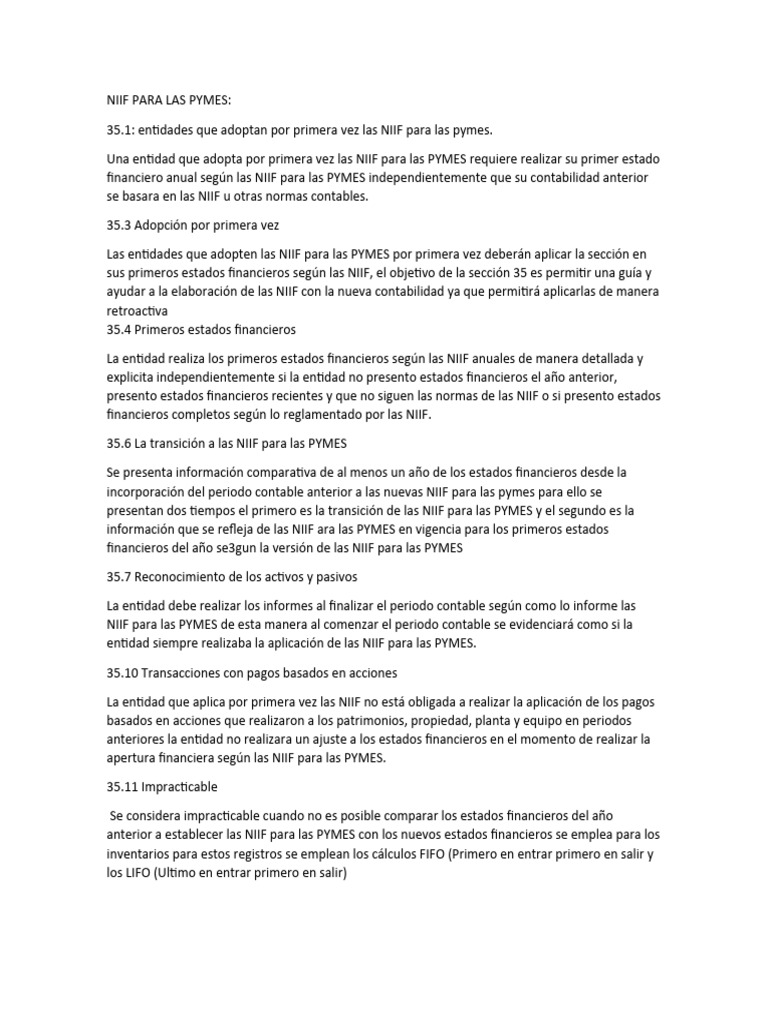 Niif para Las Pymes | PDF | normas internacionales de INFORMACION ...