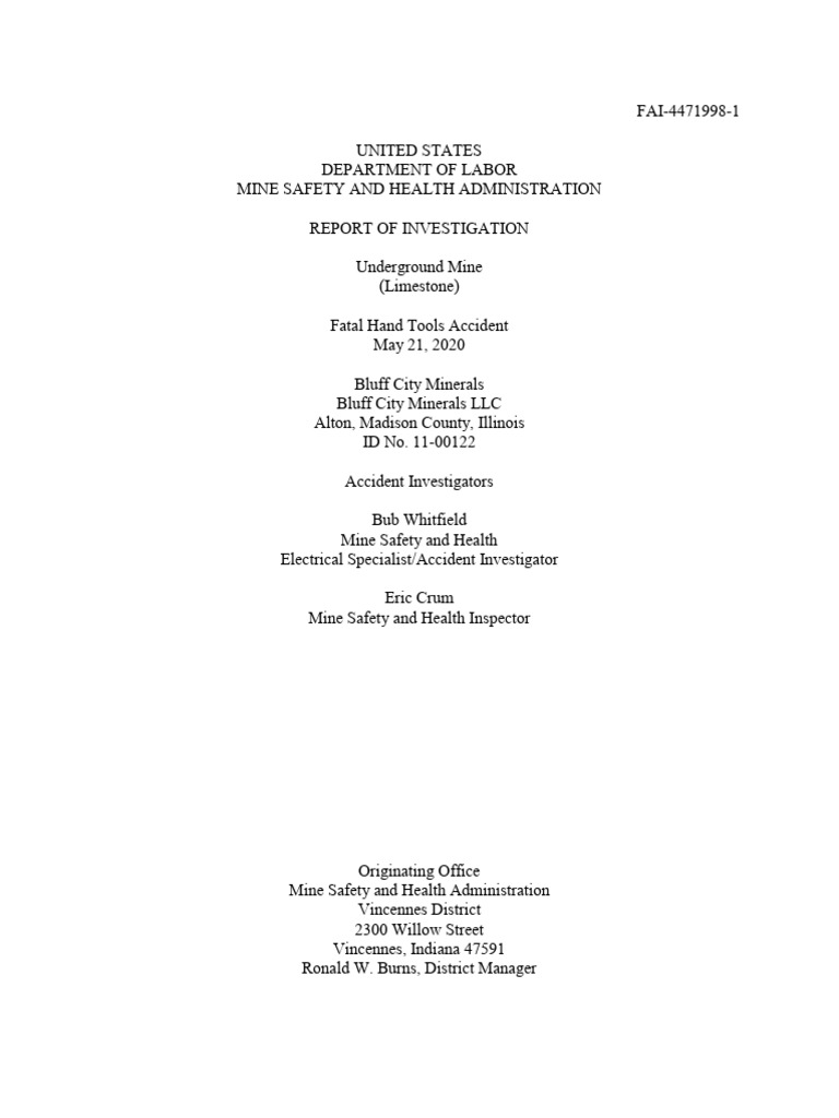 MSHA May 21, 2020 Fatality - Final Report | PDF | Crane (Machine ...