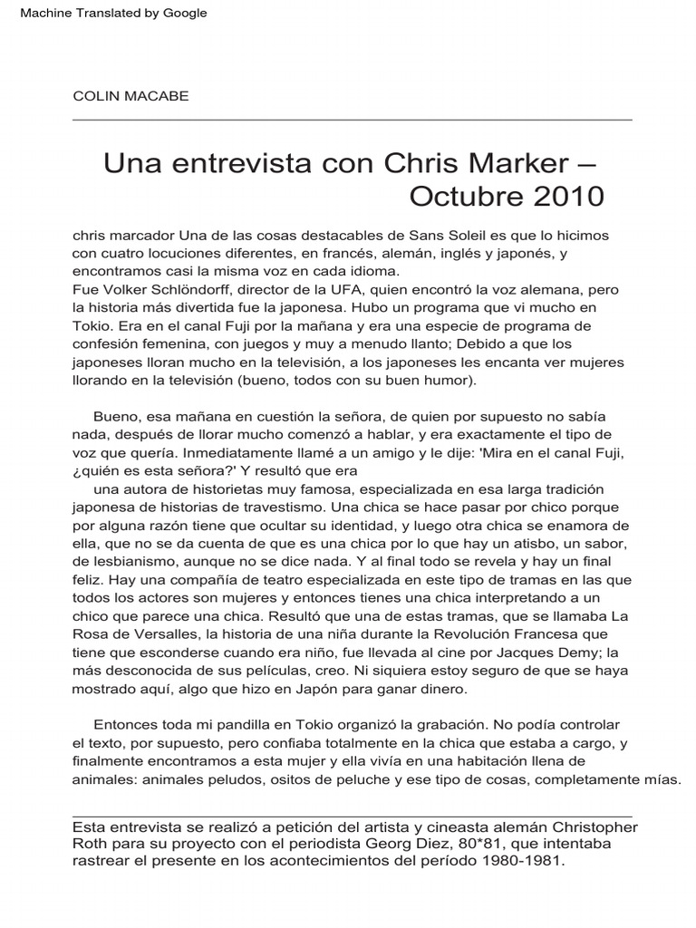 An interview with chris marker october 2010 john wiley and sons