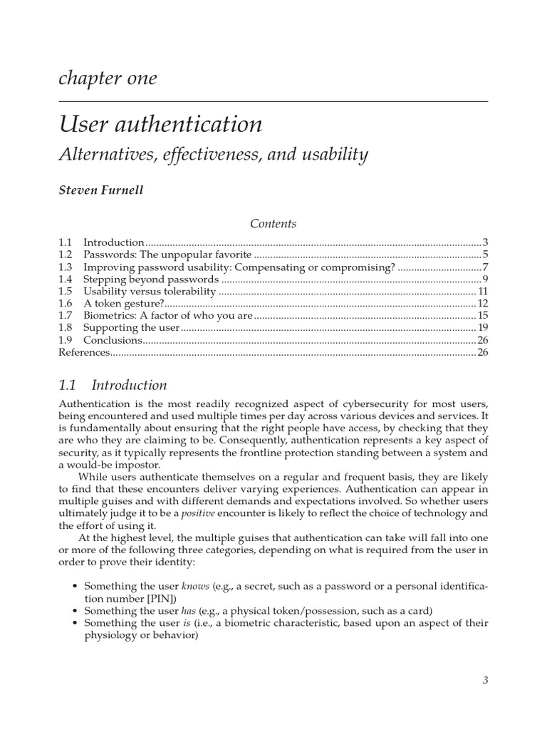User Authentication: Methods & Usability | PDF | Password | Biometrics