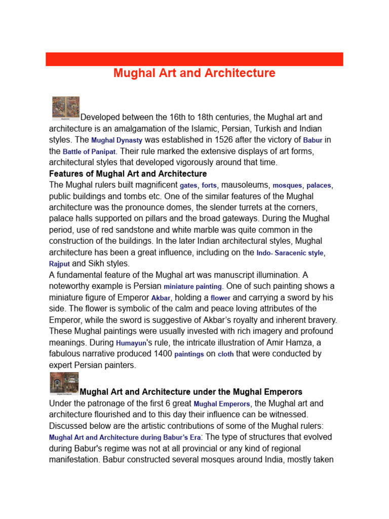 Mughal Art and Architecture | PDF | Mughal Empire