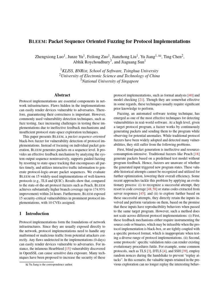 Packet sequence oriented fuzzing for protocol implementations pdf