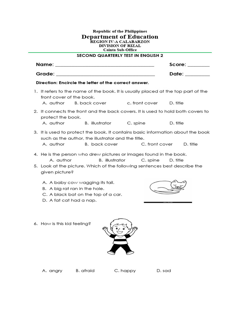 Grade 2 English 2nd Quarter Test | PDF | Verb | Linguistic Morphology