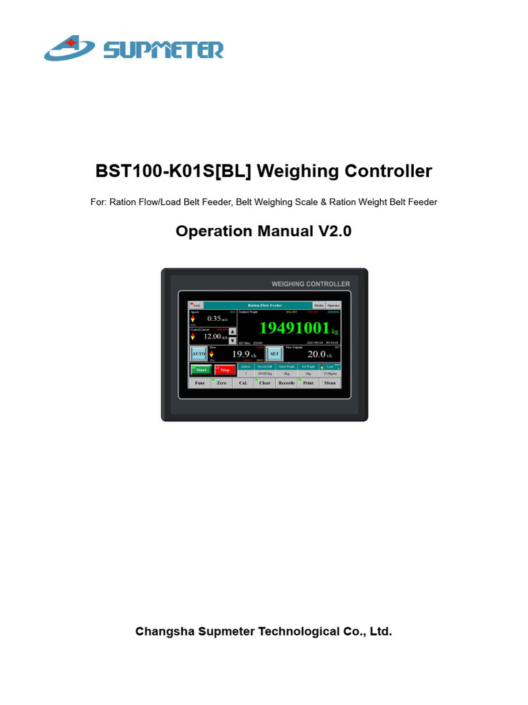 BST100-K01S (BL) Belt Weighfeeder Controller Manual (V2.0) - B5 | PDF ...