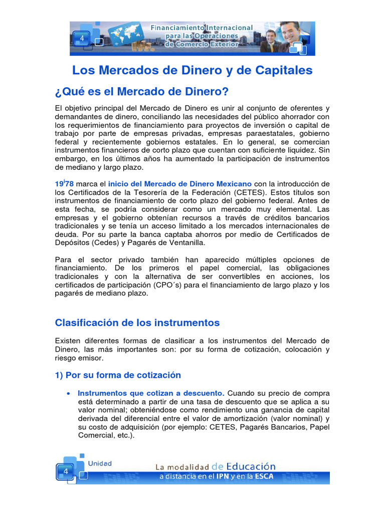 Mercados de Dinero y Capitales en México | PDF | Bancos | Mercado ...