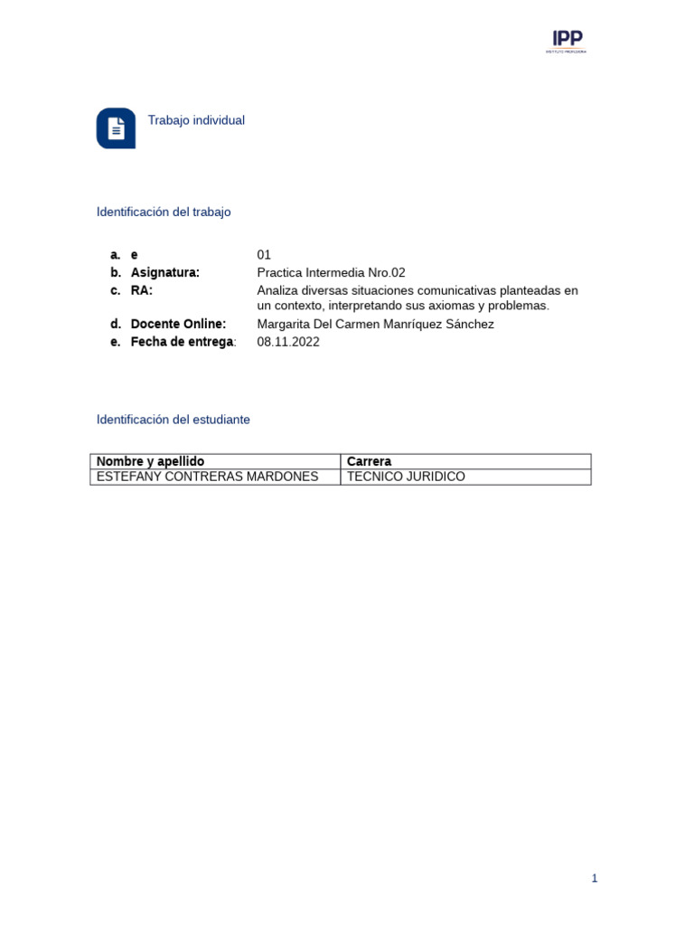 CAROLINA OYANADEL TIM1 PRACTICA INTERMEDIA LL | PDF | Mandato ...