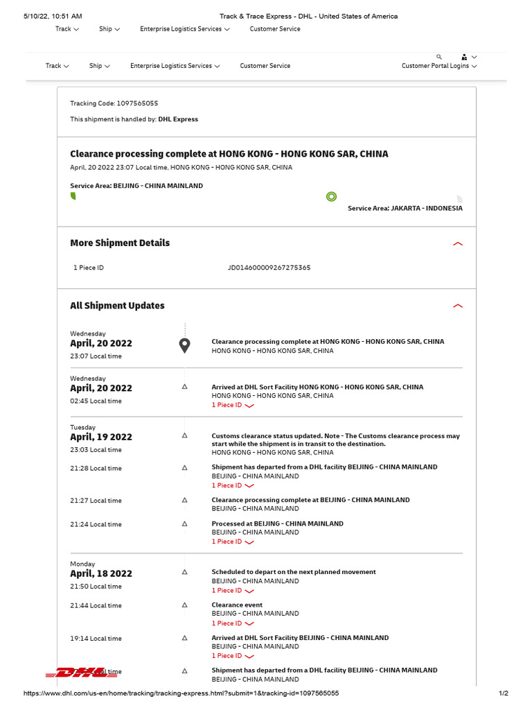 Track & Trace Express - DHL - United States of America | PDF ...