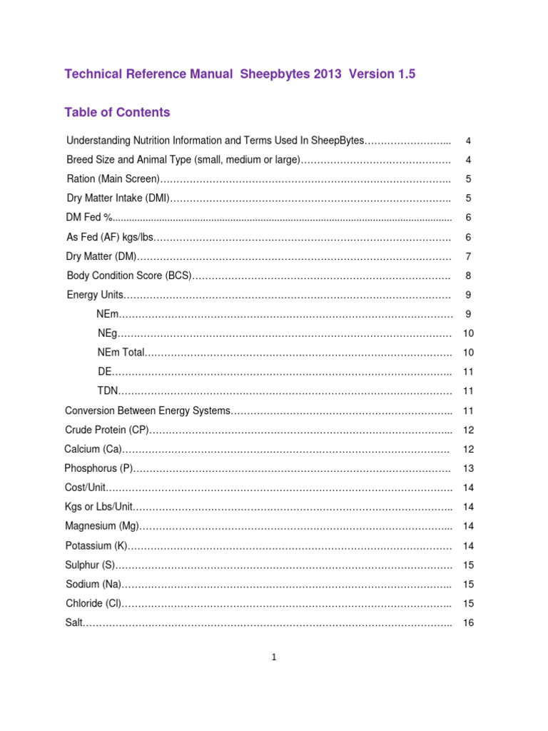 Sheep Bytes Technical Reference | PDF | Vitamin A | Chloride