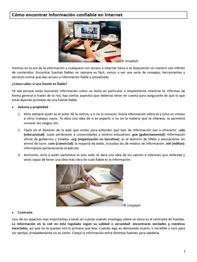 Cómo Encontrar Información Confiable en Internet | PDF | Internet ...
