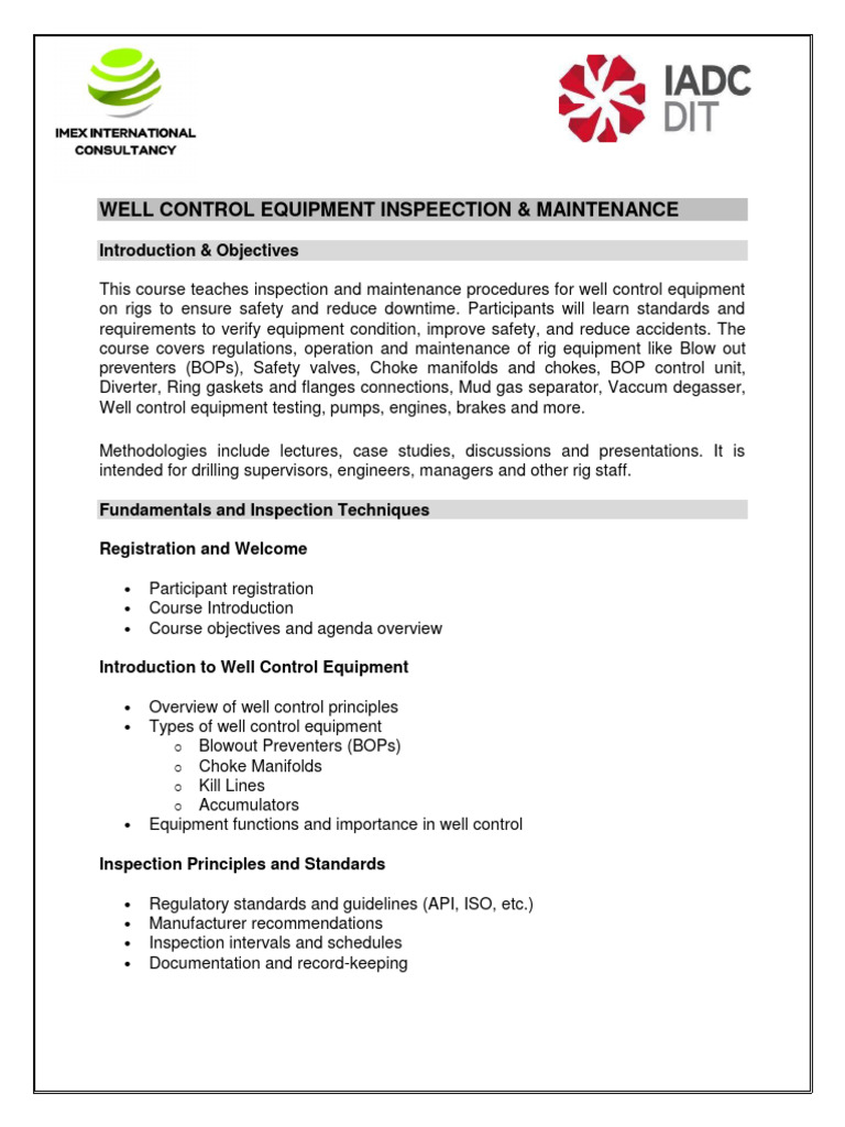 Well Control Equipment Inspection Course | PDF | Nondestructive Testing