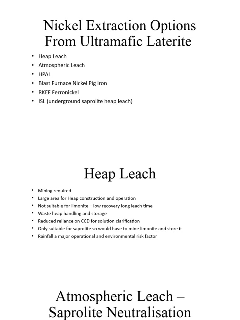 Nickel Extraction From Ultramafic Laterite | PDF | Nickel | Mining