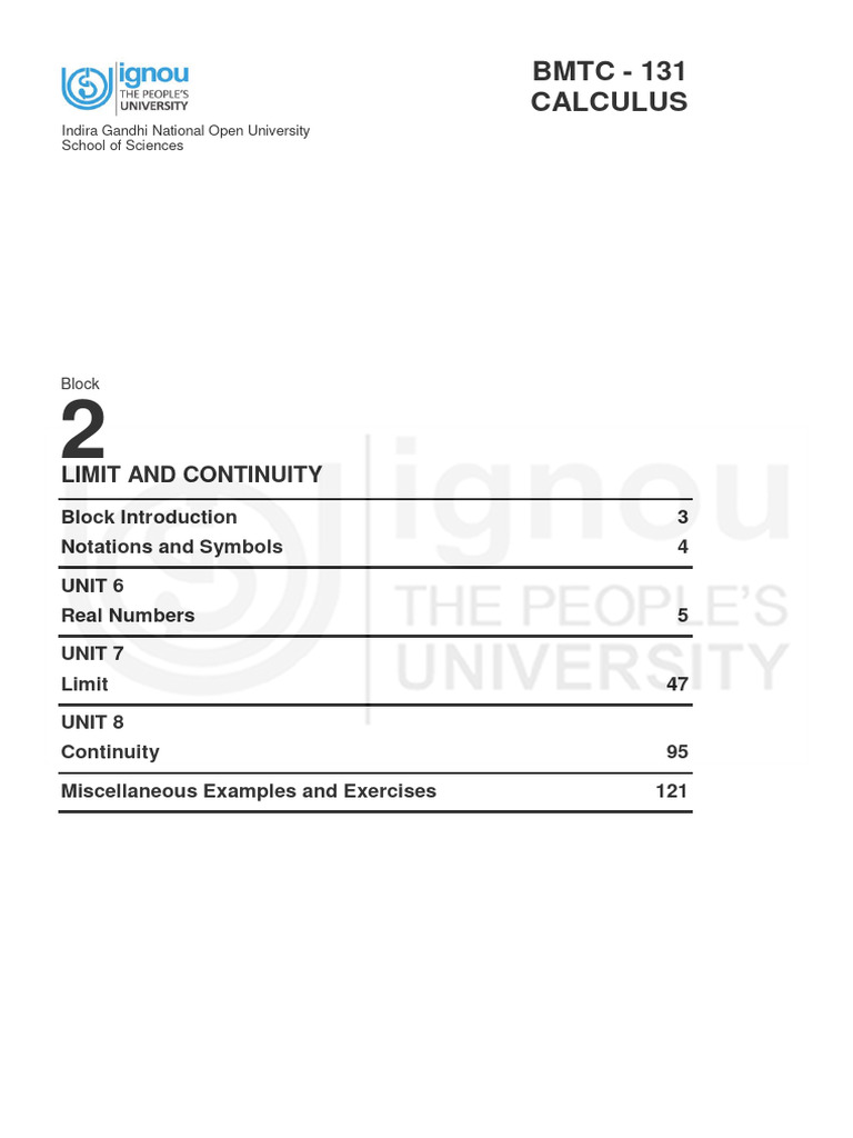 Block 2 Limit And Continuity Pdf Numbers Mathematical Objects