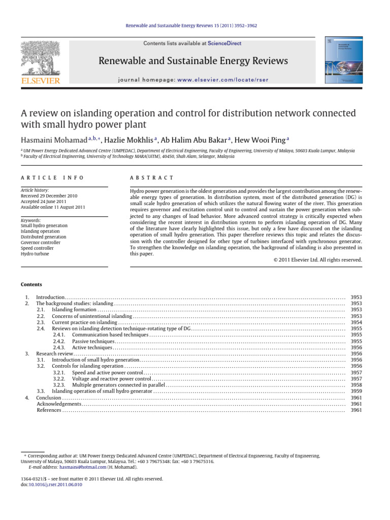 Renewable and Sustainable Energy Reviews | PDF | Electrical Grid ...