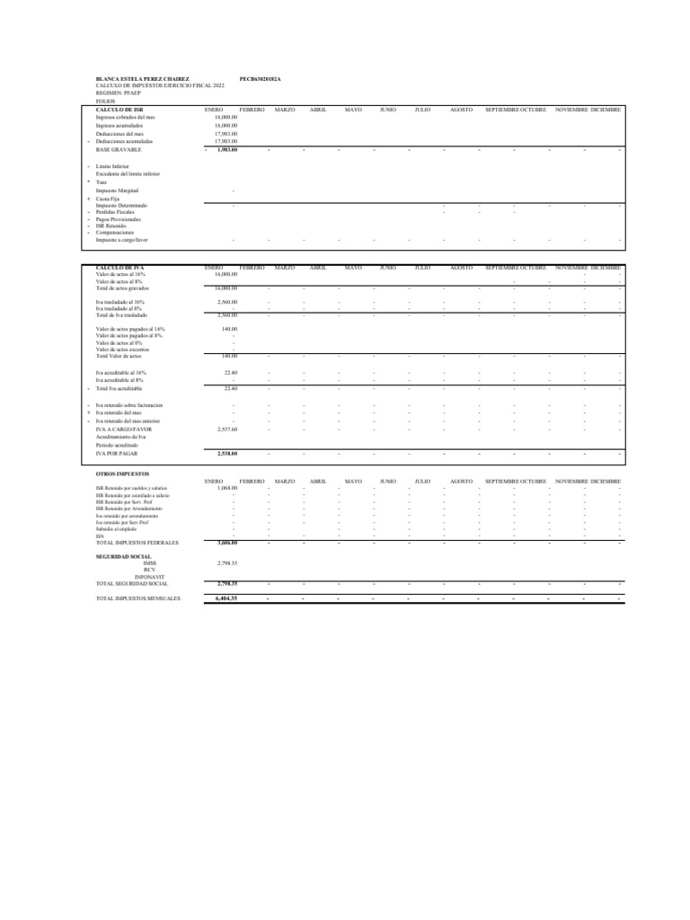 Calculo Isr | PDF | Impuesto sobre la renta | Impuesto al valor agregado