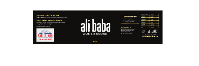 Ali Baba Black Doner Kabab Label | PDF