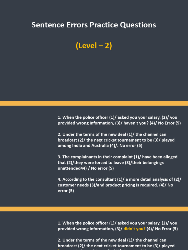 Sentence Error Correction Practice | PDF