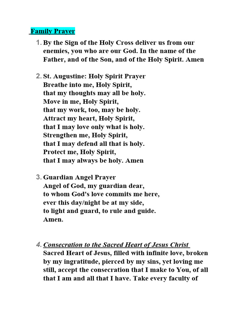 Family Prayer Pdf Rosary Mary Mother Of Jesus