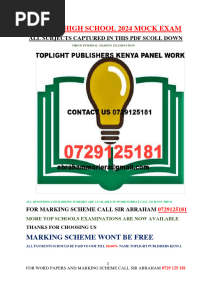 Maseno High School 2024 Mock Exam