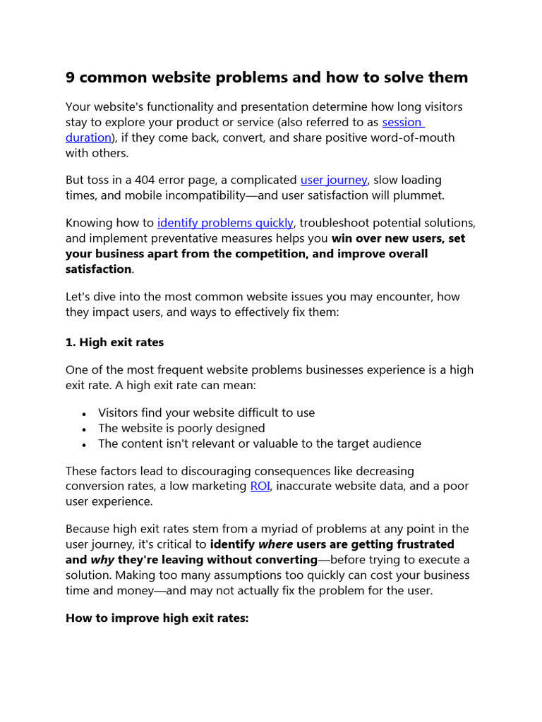 9 Common Website Problems and How To Solve Them | PDF | Search Engine ...