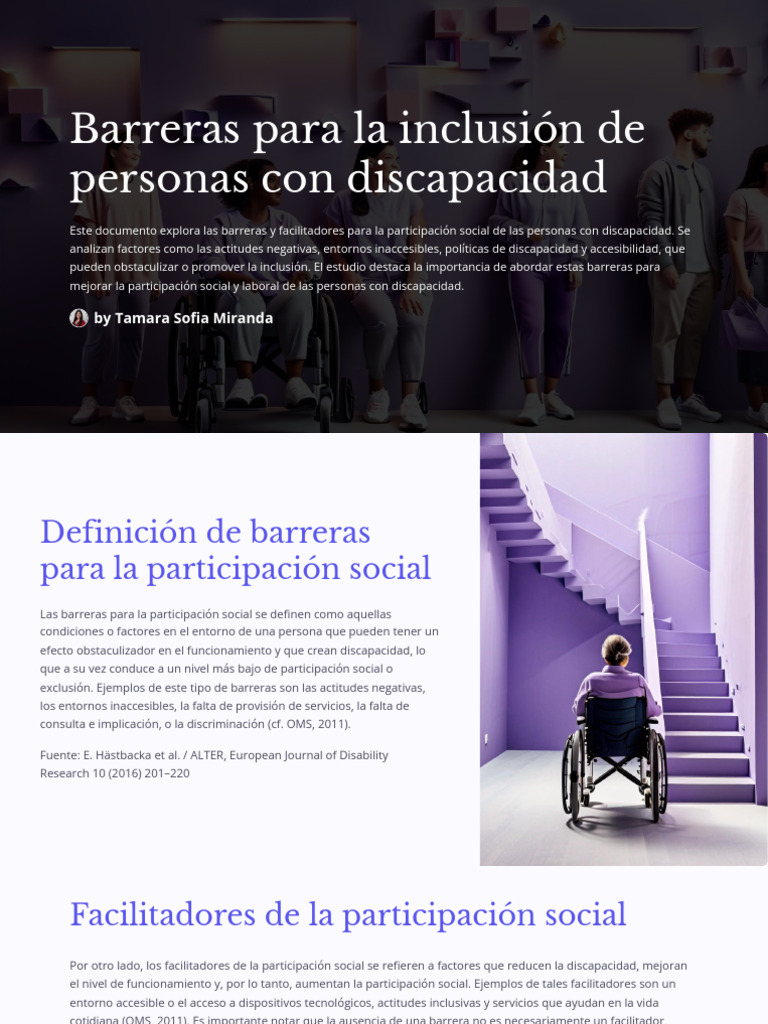 Barreras y facilitadores en inclusión discapacidad | PDF | Invalidez ...