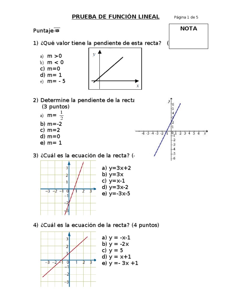 PRUEBA DE FUNCIÓN LINEAL