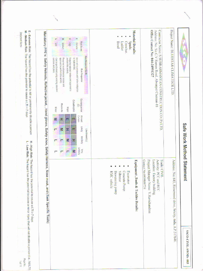 SWMS-CIVIL-003 PCC & RCC | PDF