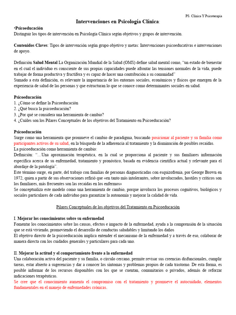 Intervenciones en Psicología Clínica | PDF | Psicoterapia | Terapia de ...