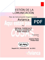 Plan de Comunicación AviancaGonzalez Mariana, Gutierrez Adriana, Gomez Eider - Plan de Comunicacion