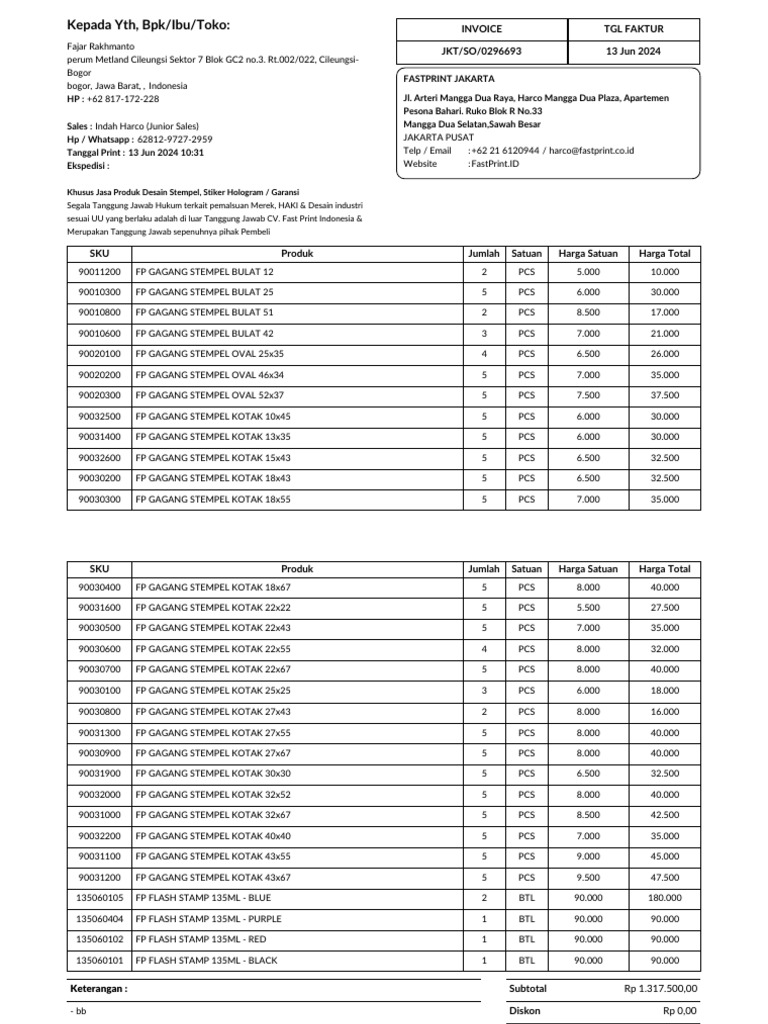 Nota Customer | PDF