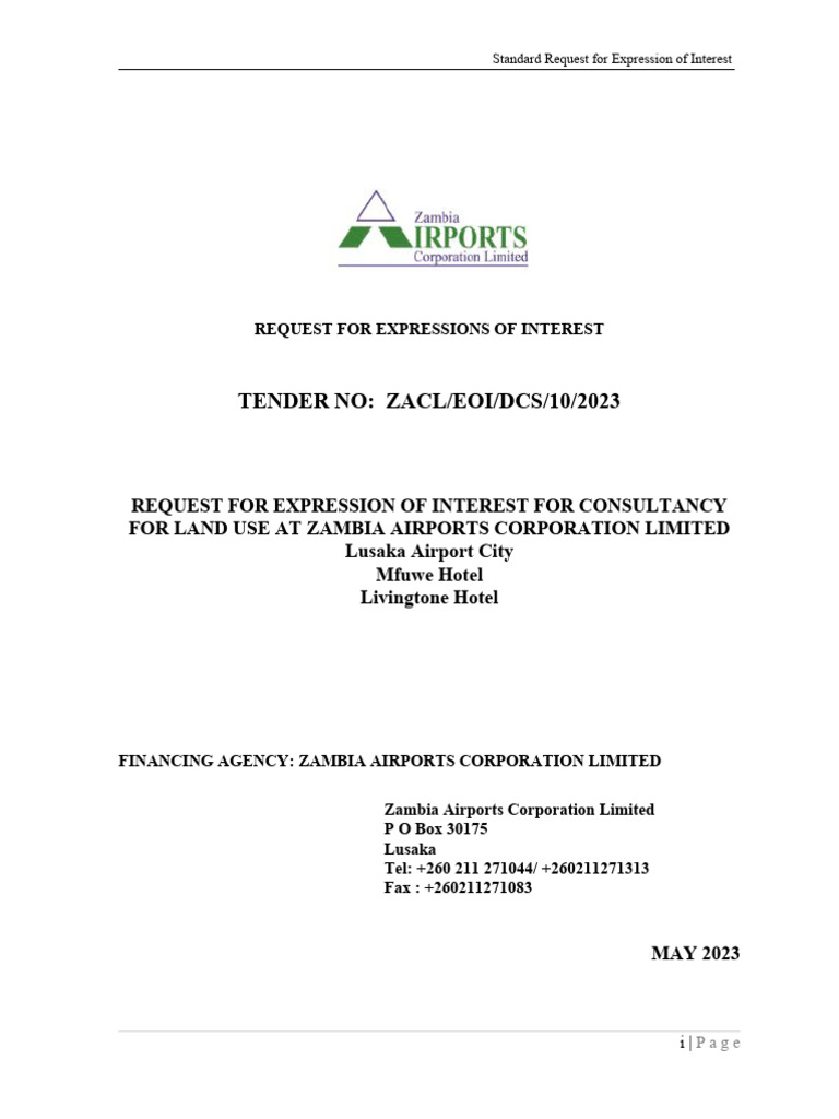 4 eoi land use plan lusaka airport city livingstone hotel mfuwe