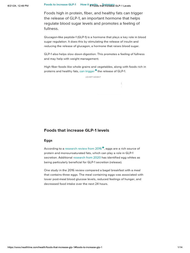 6 Foods That Increase GLP-1 Levels | Download Free PDF | Dietary Fiber