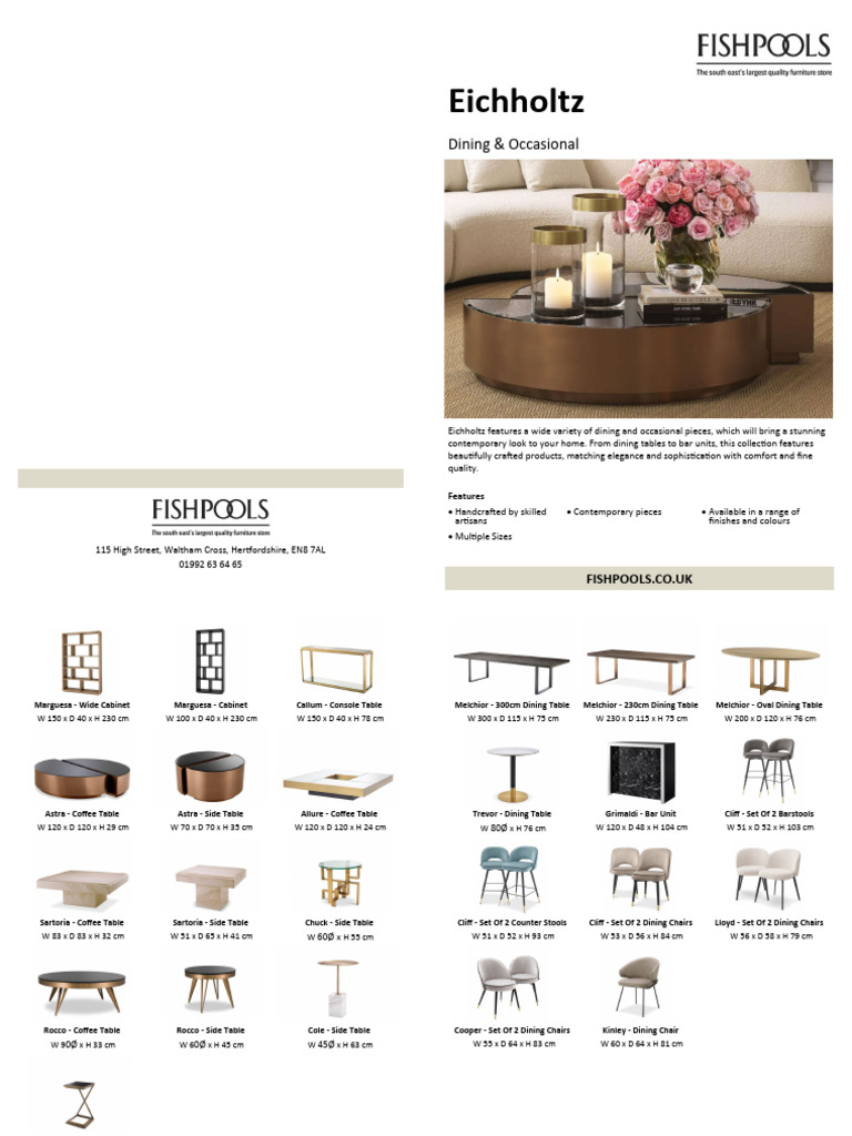 Eichholtz Dining & Occasional Spec Sheet | PDF | Manufactured Goods | Home