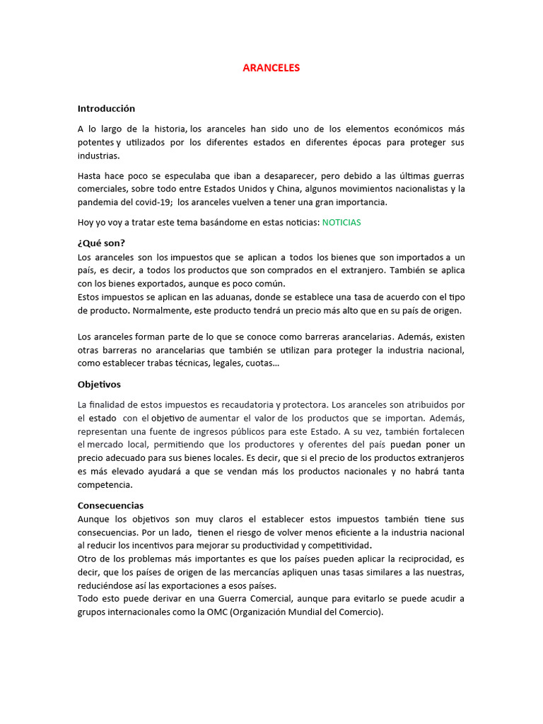 Aranceles Pdf Arancel Proteccionismo
