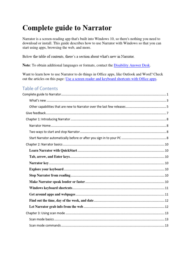Narrator: Complete User Guide for Windows | PDF | Computer Keyboard ...