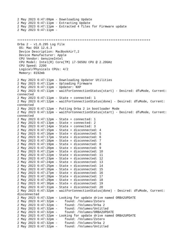 Orba FWUpdate Log | PDF | Central Processing Unit | Booting
