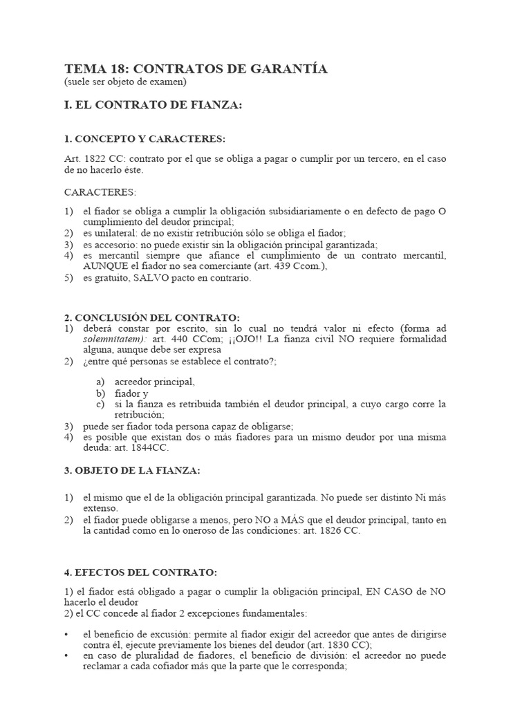 Contratos de Garantía: Fianza y Prenda | PDF | Ley de hipotecas | Pagos
