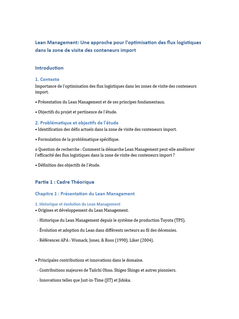 Optimisation Logistique par Lean Management | PDF | Lean (production ...