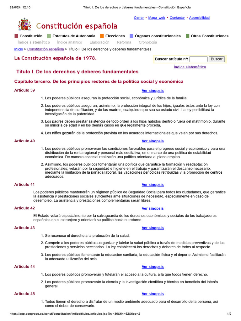 Título I. de Los Derechos y Deberes Fundamentales - Parte 2 | PDF ...